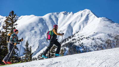 Uphill skiers at the Aspen Snowmass resort