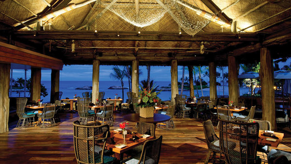 Ama Ama, the resort's signature restaurant delivers expansive views of Ko Olina lagoon and stunning sunsets.