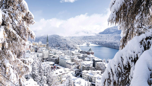 St. Moritz and its namesake lake in winter.