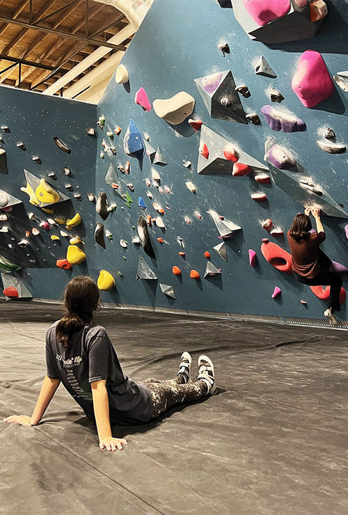 The Bouldering Project wall at the Evo Hotel campus in Salt Lake City.