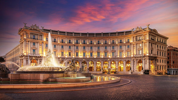 The Fountain of the Naiads and the Anantara Palazzo Naiadi Rome Hotel.