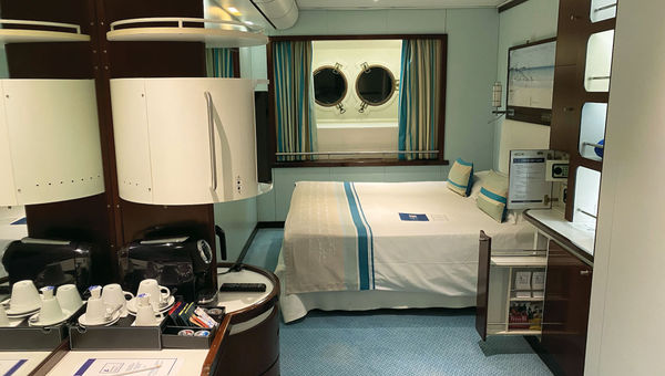 The staterooms on the Club Med 2 were not included in the line's recent refurbishment other than the addition of USB ports.