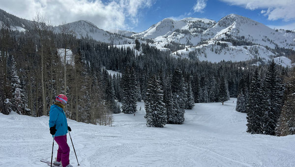The writer's daughter on the slopes at Brighton Resort in Utah in February.